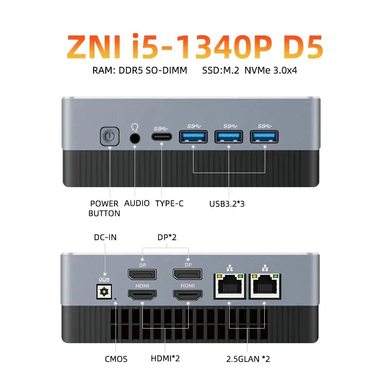 13th Gen Pocket Mini PC i5 1340P i5 1355U i3 1115G4 DDR5  32GB RAM  NVME  WIFI6  NUC Mini Gaming PC Portable Computer 2 LAN HTPC - Mega Store