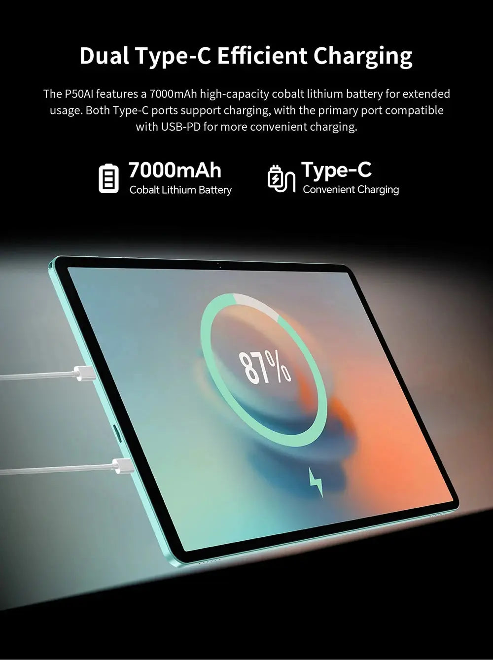 Teclast P50 AI Android 15 AllWinner A733-AI Table 11" 90Hz Screen Octa-Core 6GB 128GB LPDDR5 WIFI-6 7000mAh Battery AI Tab - Mega Store