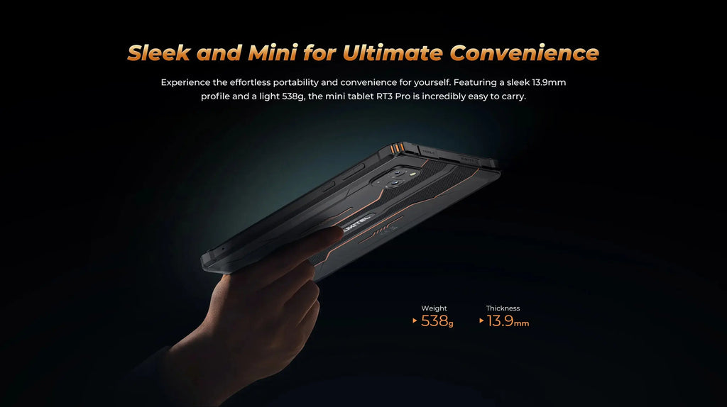 Oukitel RT3 PRO 5150mAh Battery 8"HD Display 13.9mm Ultra-Slim Profile IP68 &IP69K & MIL-STD-810H - Mega Store