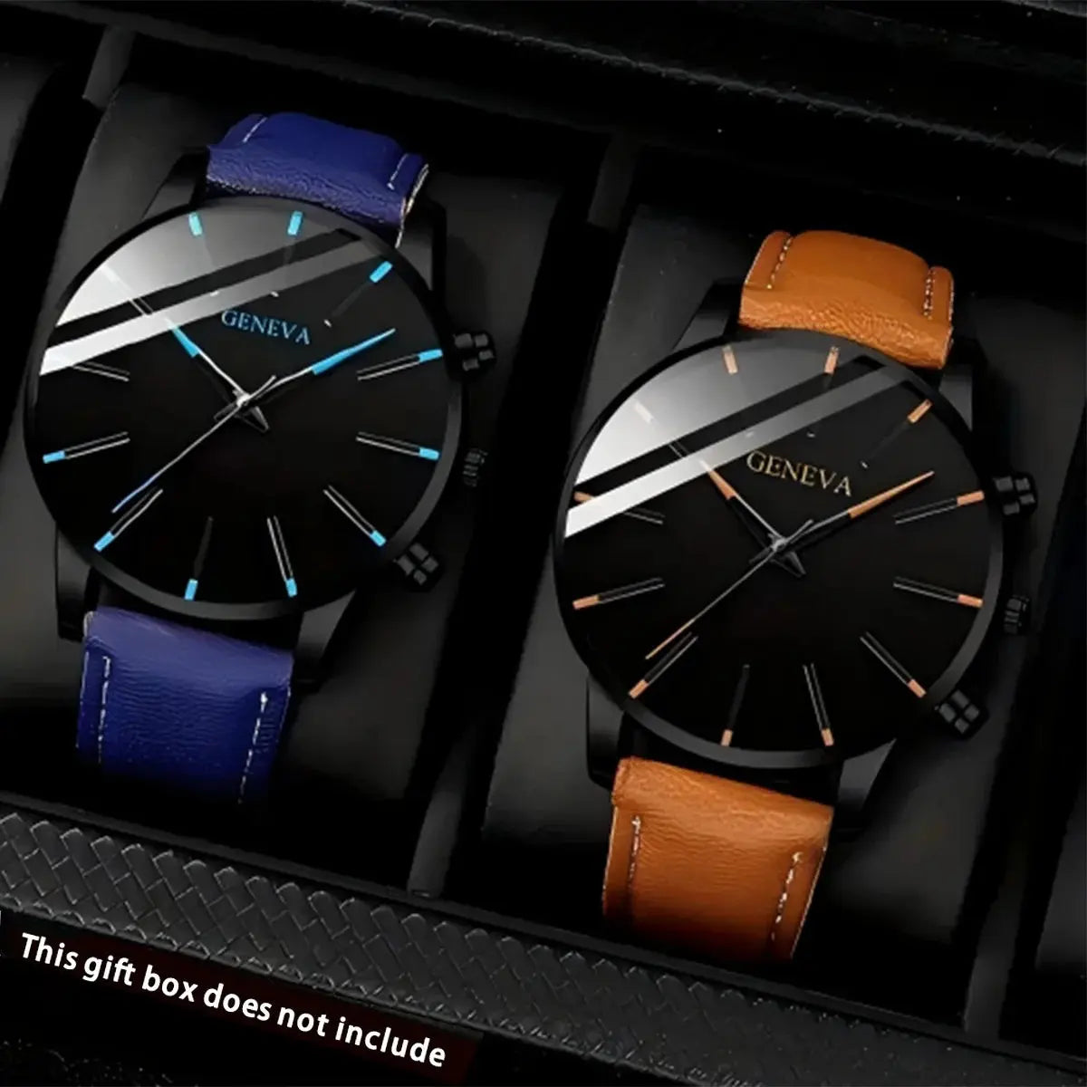 2PCS Men's Watches, Mens Quartz Business Watch Analog PU Leather Watch - Perfect Gift for Any Occasion, Men Gift Mega Store 4