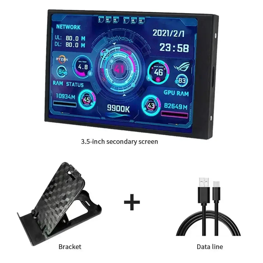 Mini 3.5 inch IPS USB Type C Secondary Screen CPU GPU RAM HDD Computer Monitor Display LCD Monitor Windows 8/10/11 Freely AIDA64 - Mega Store