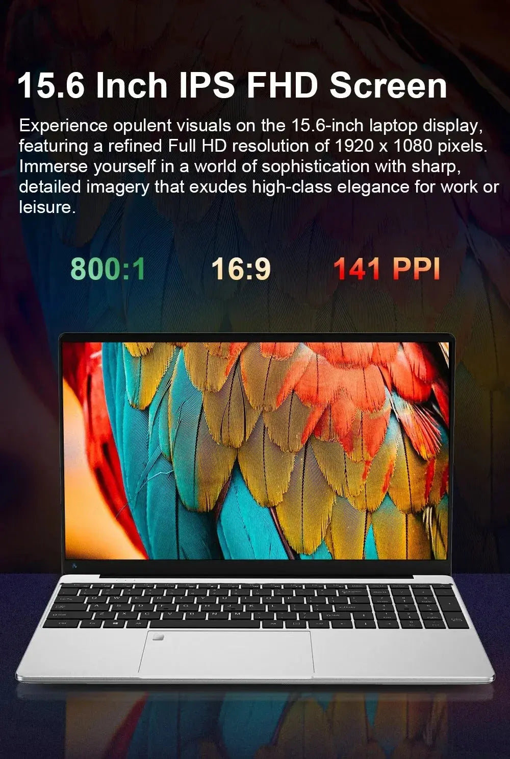 15.6 inch Laptop Computer Intel Celeron N4000 Notebook PC Fingerprint Unlock Windows 11 Pro 16GB RAM 1TB SSD 1920*1080P Laptops Mega Store 4