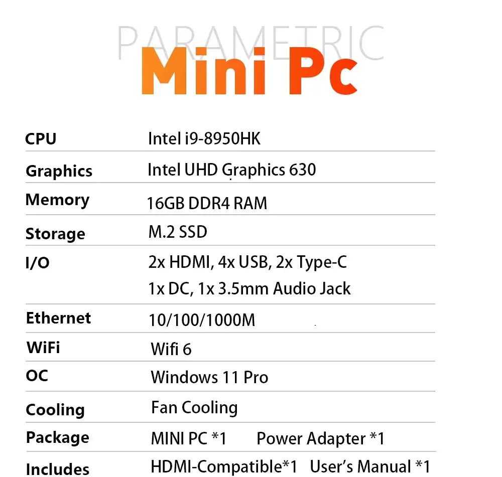Portable i9 Mini PC Gamer Intel Core i9 8950HK Windows 11 Mini Computer 16GB DDR4 512GB 1TB SSD 1000M Ethernet Gaming PC Desktop - Mega Store